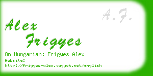 alex frigyes business card